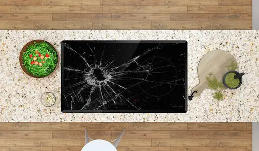 Mặt kính bếp từ Ecalite bị nứt và vỡ, ảnh hưởng đến cấu trúc và linh kiện