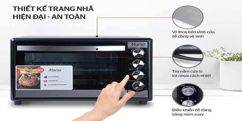 Mẫu lò nướng Sunhouse thiết kế hiện đại, dễ dàng vệ sinh
