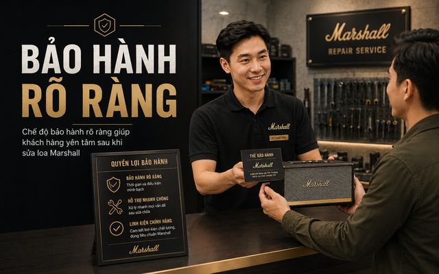 Chế độ bảo hành rõ ràng giúp khách hàng yên tâm sau khi sửa loa Marshall