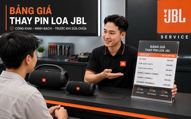 Bảng giá thay pin loa JBL được công khai rõ ràng trước khi sửa chữa