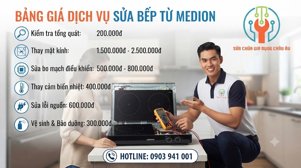 Bảng giá sửa bếp từ luôn được công khai đến khách hàng trước khi thực hiện